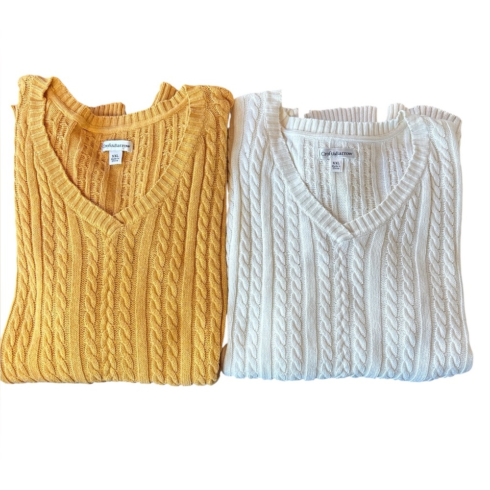 Croft & Barrow Women’s Cable Knit Cotton Sweaters Lot of 2 XXL